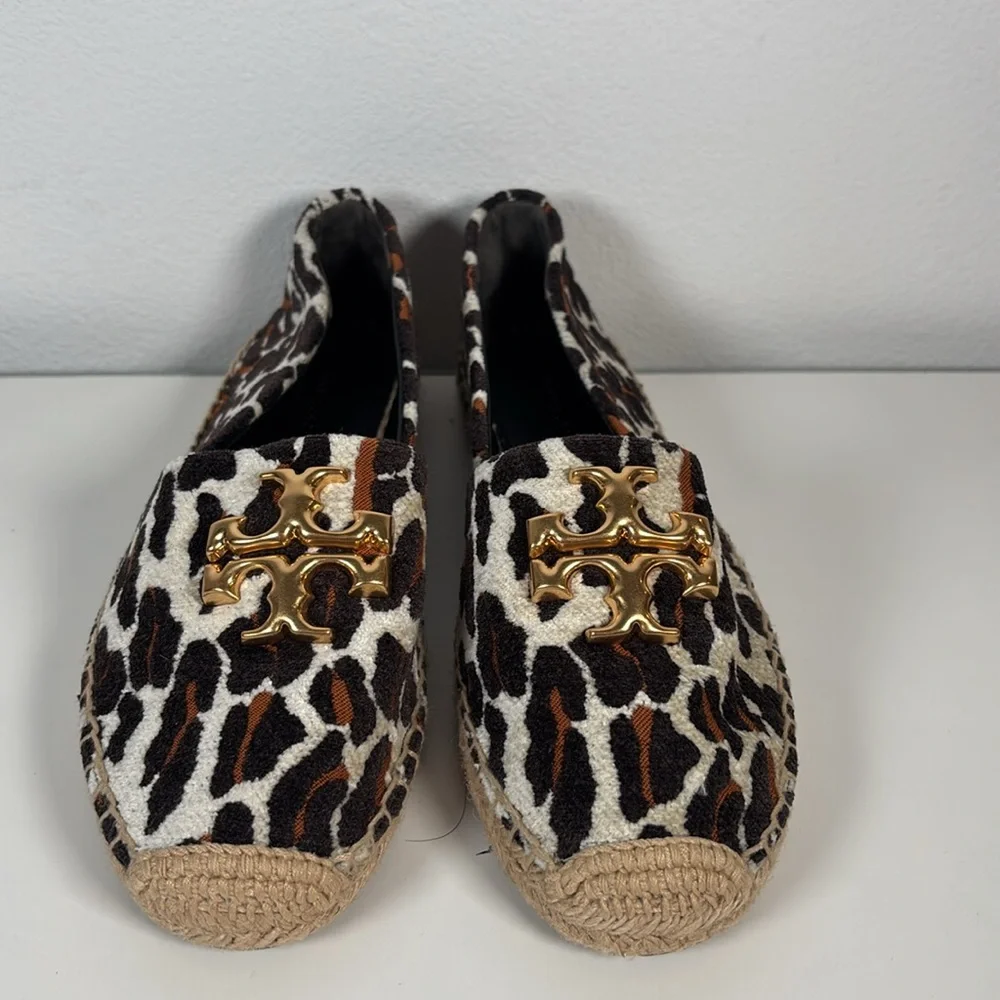 TORY BURCH ELEANOR ESPADRILLE JACQUARD VELVET REVA LEOPARD SZ 7 - Picture 3 of 7